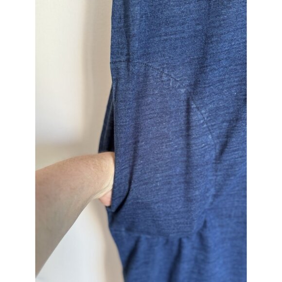 J. Jill Women’s Large Indigo Midi Dress Blue Minimalist Beach Vacation Summer - Picture 4 of 7